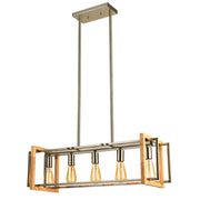 Morgan Chrome and Wood Linear Pendant Light - Lighting.co.za