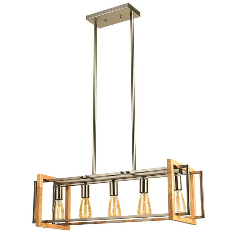 Morgan Chrome and Wood Linear Pendant Light - Lighting.co.za