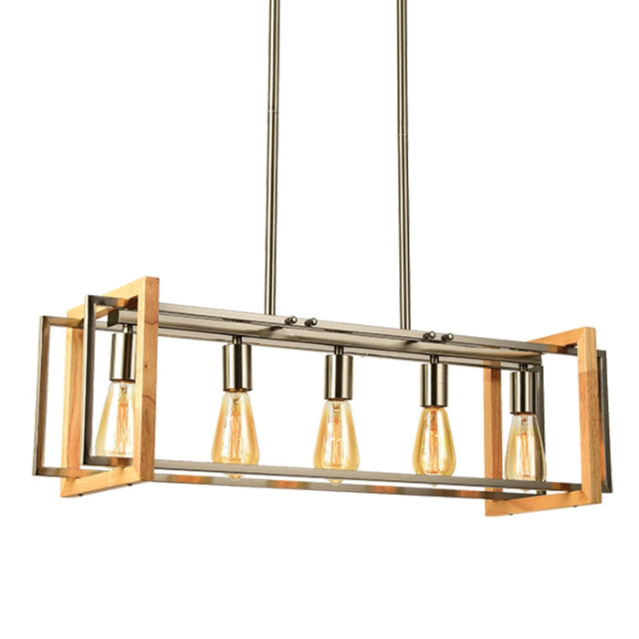 Morgan Chrome and Wood Linear Pendant Light