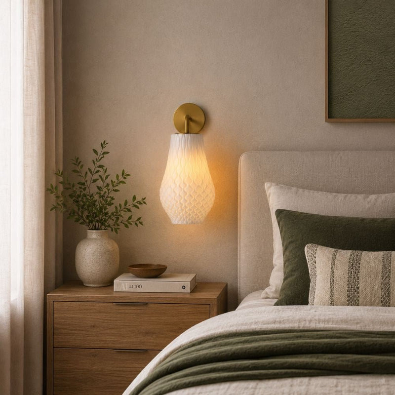 Paris Brass Look and White Shade Wall Light - Indoor Wall Light - Lighting.co.za
