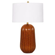 Pepa Rust with White Linen Shade Table Lamp - Table Lamp - Lighting.co.za