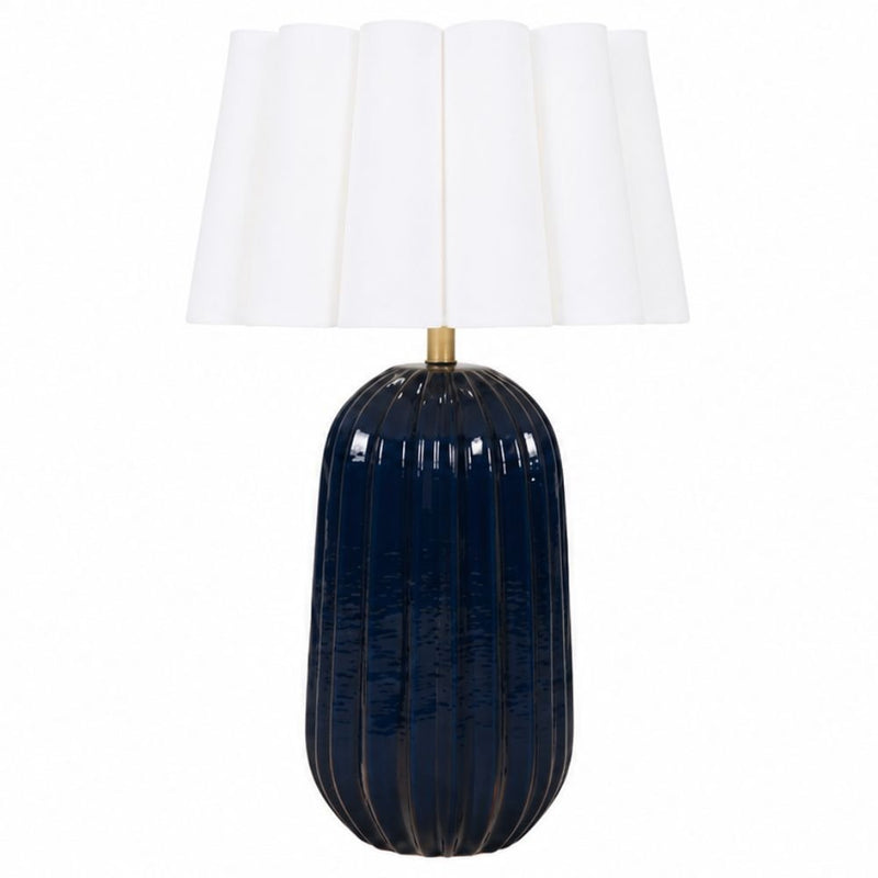 Pepino Navy with White Scallop Shade Table Lamp - Table Lamp - Lighting.co.za