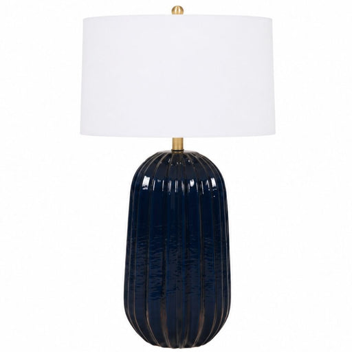 Pepa Navy with White Linen Shade Table Lamp - Table Lamp - Lighting.co.za