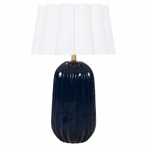 Pepino Navy with White Scallop Shade Table Lamp - Table Lamp - Lighting.co.za