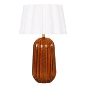 Pepino Rust with White Scallop Shade Table Lamp - Table Lamp - Lighting.co.za