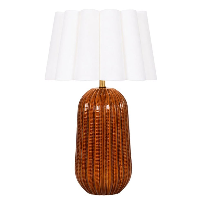 Pepino Rust with White Scallop Shade Table Lamp - Table Lamp - Lighting.co.za