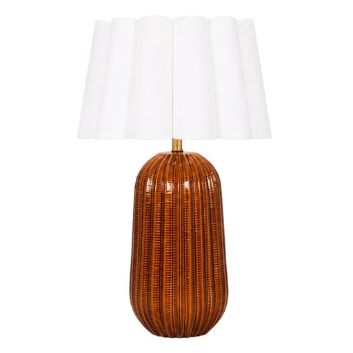 Pepino Rust with White Scallop Shade Table Lamp - Table Lamp - Lighting.co.za