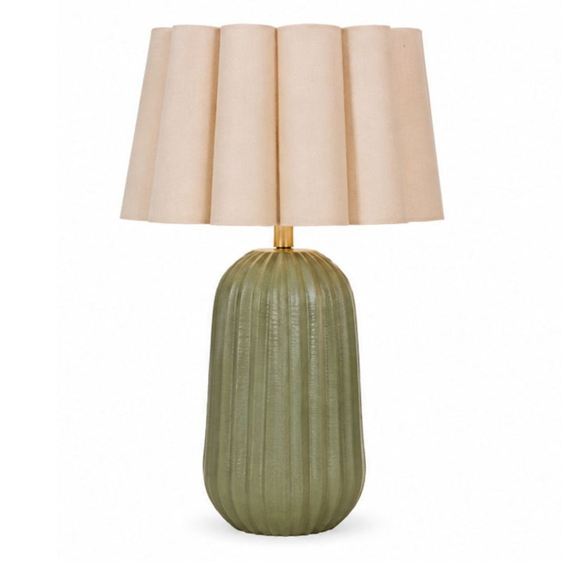 Pepino Sage Green with Natural or White Scallop Shade Table Lamp - Table Lamp - Lighting.co.za