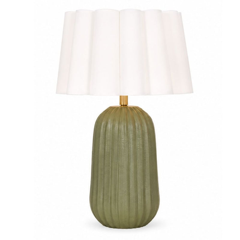 Pepino Sage Green with Natural or White Scallop Shade Table Lamp - Table Lamp - Lighting.co.za