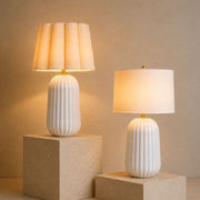 Pepa White with White Linen Shade Table Lamp - Table Lamp - Lighting.co.za