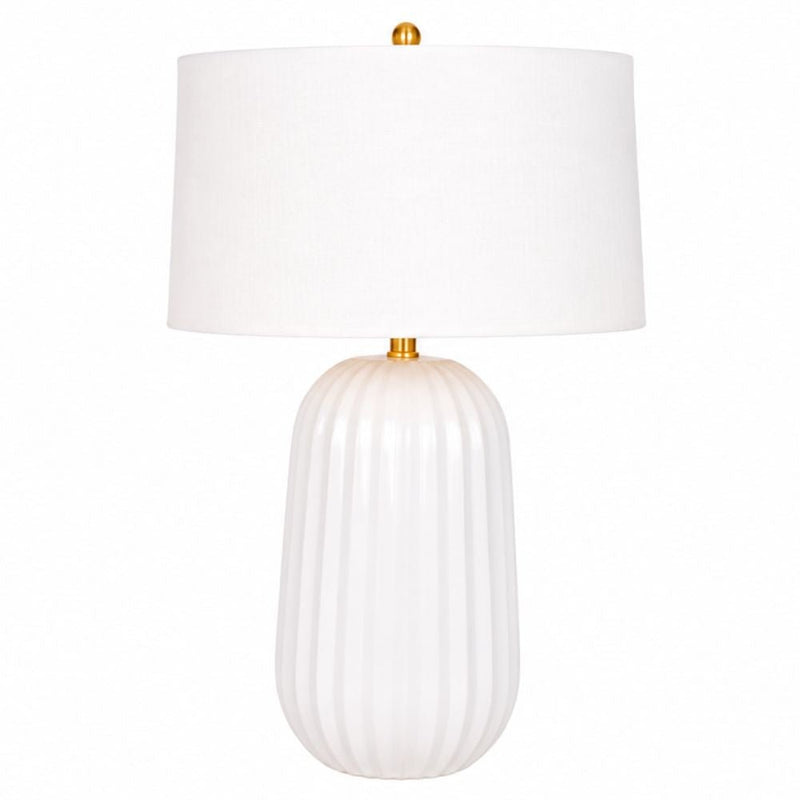 Pepa White with White Linen Shade Table Lamp - Table Lamp - Lighting.co.za