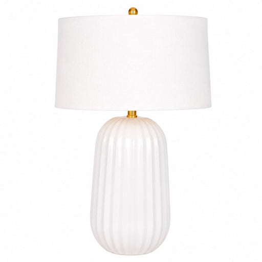 Pepa White with White Linen Shade Table Lamp - Table Lamp - Lighting.co.za