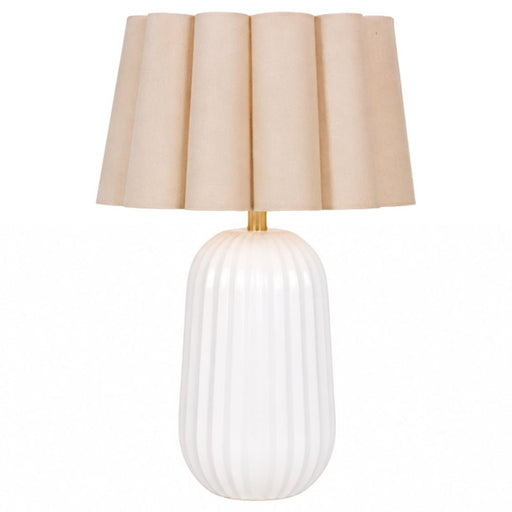 Pepino White with Natural Scallop Shade Table Lamp - Table Lamp - Lighting.co.za