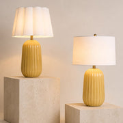 Pepa Yellow with White Linen Shade Table Lamp - Table Lamp - Lighting.co.za