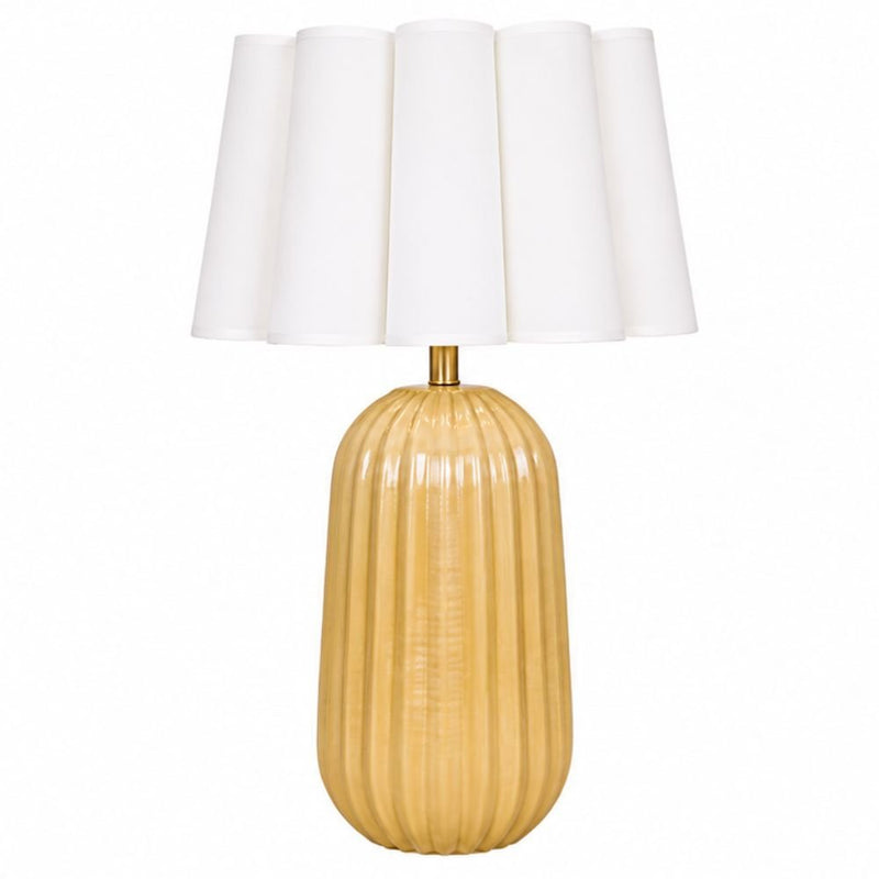 Pepino Yellow with White Scallop Shade Table Lamp - Table Lamp - Lighting.co.za