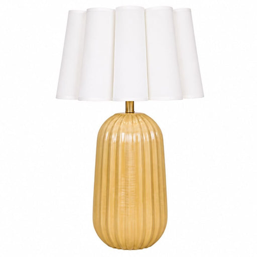 Pepino Yellow with White Scallop Shade Table Lamp - Table Lamp - Lighting.co.za