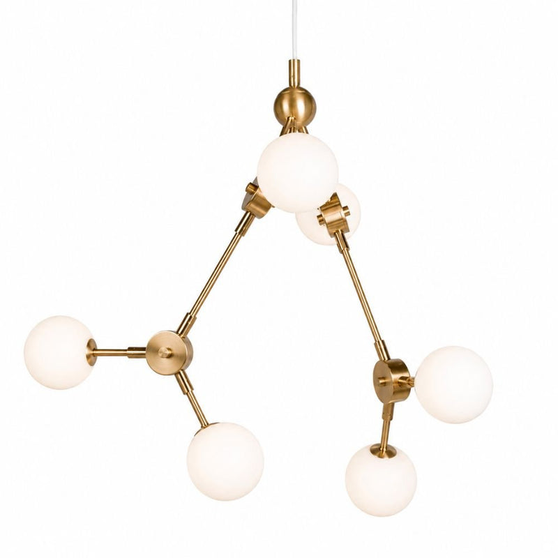 Pisa Brass And White Glass Molecule Pendant Light - Pendant Light - Lighting.co.za