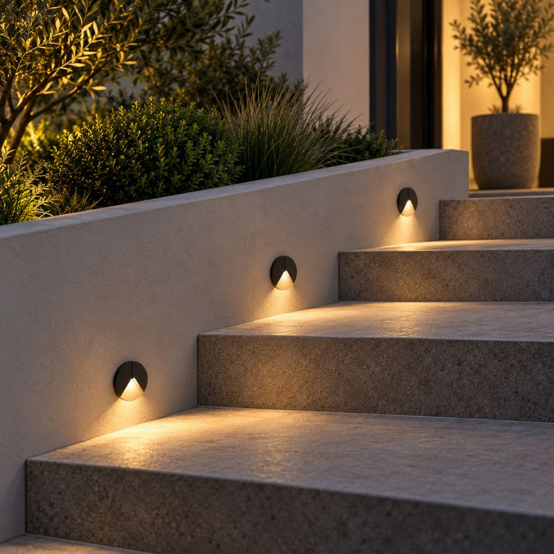 Rational Round Black or White LED Step Light