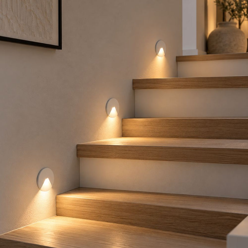 Rational Round Black or White LED Step Light