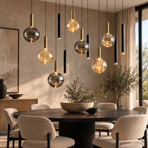 Reid Amber And Smoke Glass 12L Cluster Pendant Light - Pendant Light - Lighting.co.za