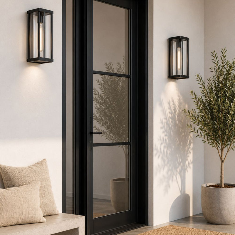 Republic Tall Black Outdoor Lantern Wall Light