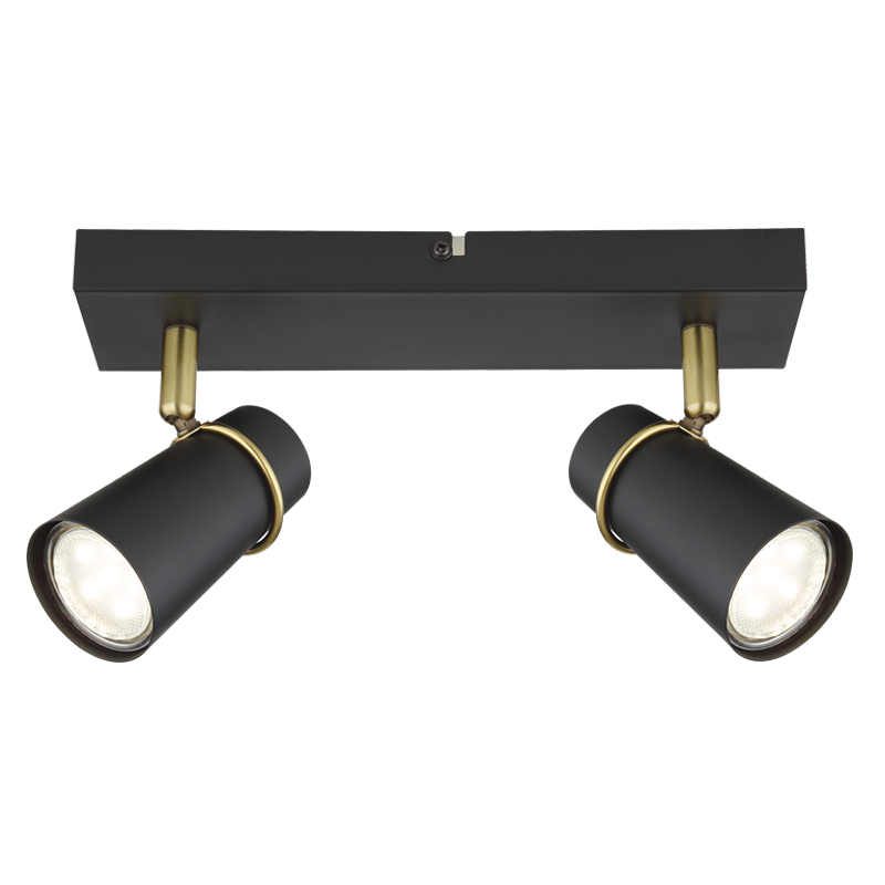 Mobius Adjustable GU10 Black and Gold 2 Light Spot Light - Lighting.co.za