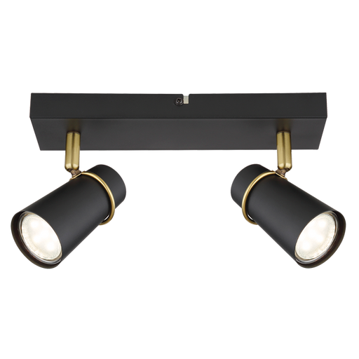 Mobius Adjustable GU10 Black and Gold 2 Light Spot Light - Lighting.co.za