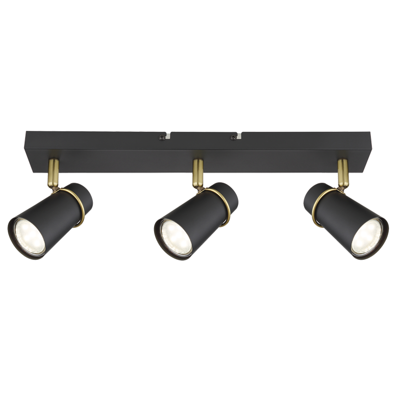 Mobius Adjustable GU10 Black and Gold 3 Light Spot Light - Lighting.co.za