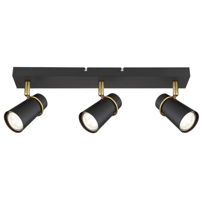 Mobius Adjustable GU10 Black and Gold 3 Light Spot Light - Lighting.co.za
