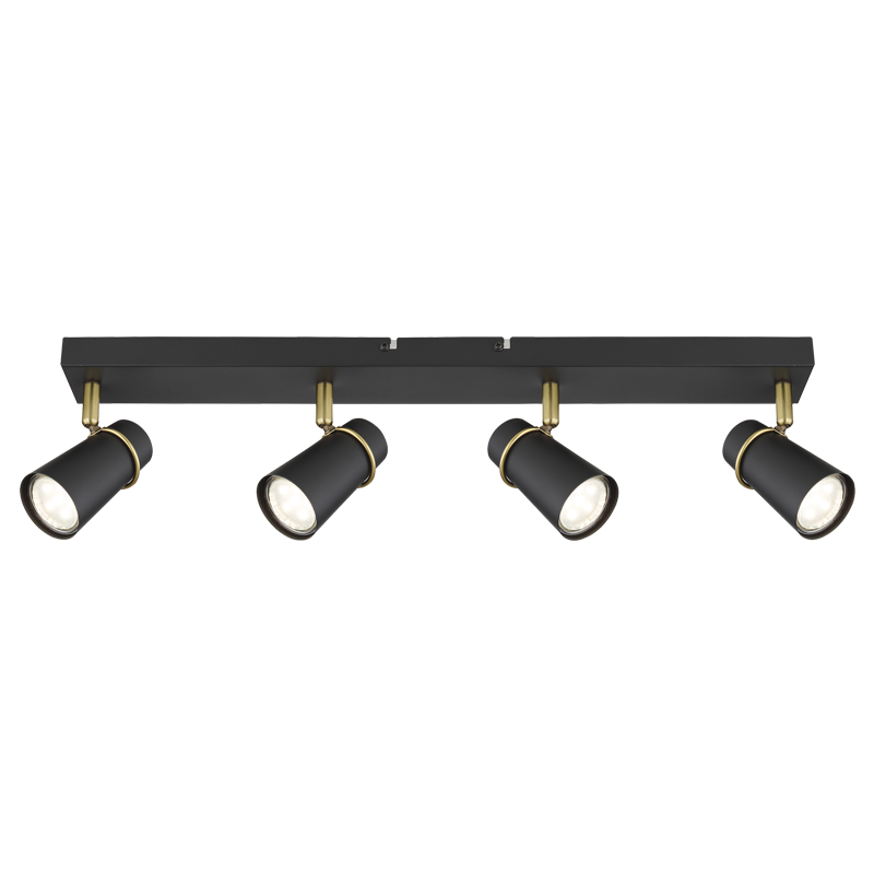 Mobius Adjustable GU10 Black and Gold 4 Light Spot Light — Lighting.co.za
