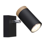 Silo Adjustable GU10 Black and Wood Look 1 Light Spot Light - Lighting.co.za