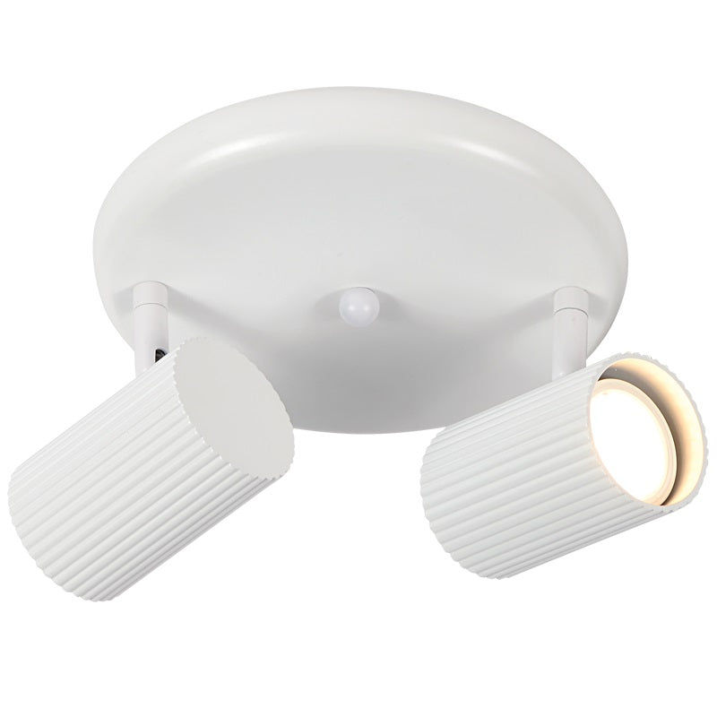 Fluted Black or White Adjustable GU10 2 Light Spot Light - Lighting.co.za
