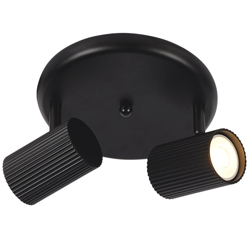 Fluted Black or White Adjustable GU10 2 Light Spot Light - Lighting.co.za