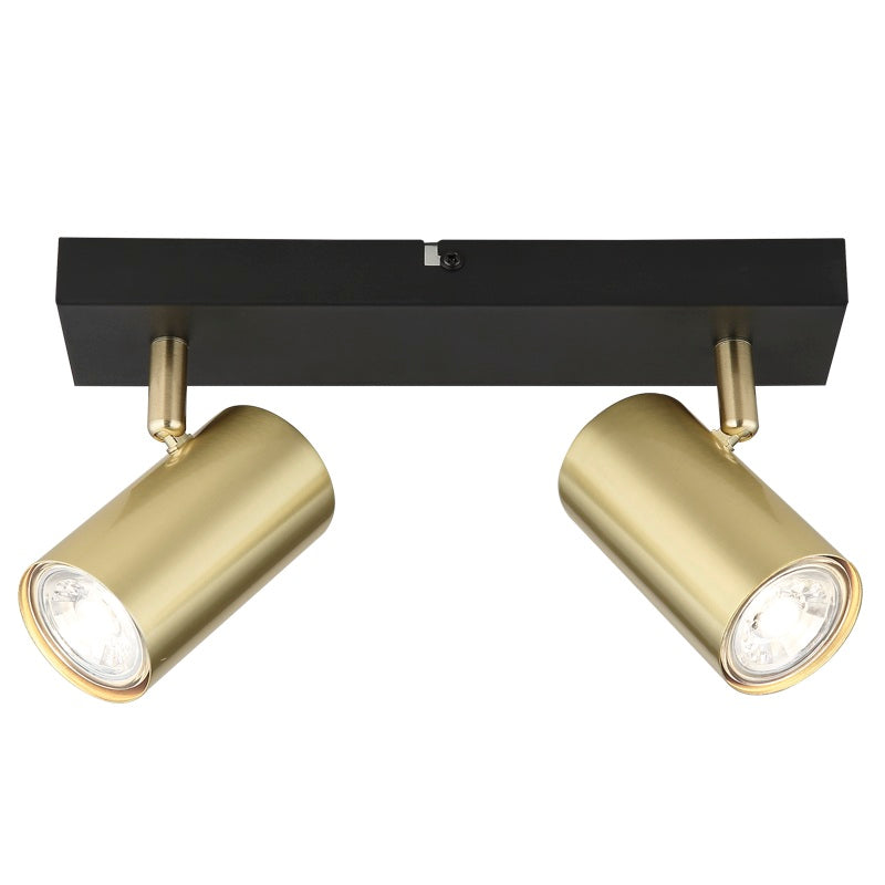 Atlas Black Gold Adjustable 2 Light GU10 Spot Light - Lighting.co.za