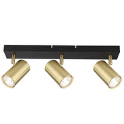 Atlas Black Gold Adjustable 3 Light GU10 Spot Light - Lighting.co.za