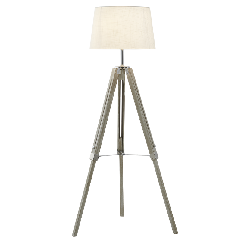 Aridea Wood And Beige Shade Floor Lamp - Lighting.co.za