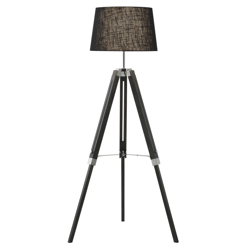 Aridea Dark Wood And Black Shade Floor Lamp - Lighting.co.za