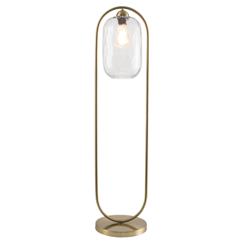 Amilla Gold and Clear Wave Glass Floor Lamp - Lighting.co.za