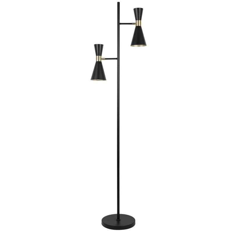 Clarkson 2 Light Black and Gold Floor Lamp - Lighting.co.za