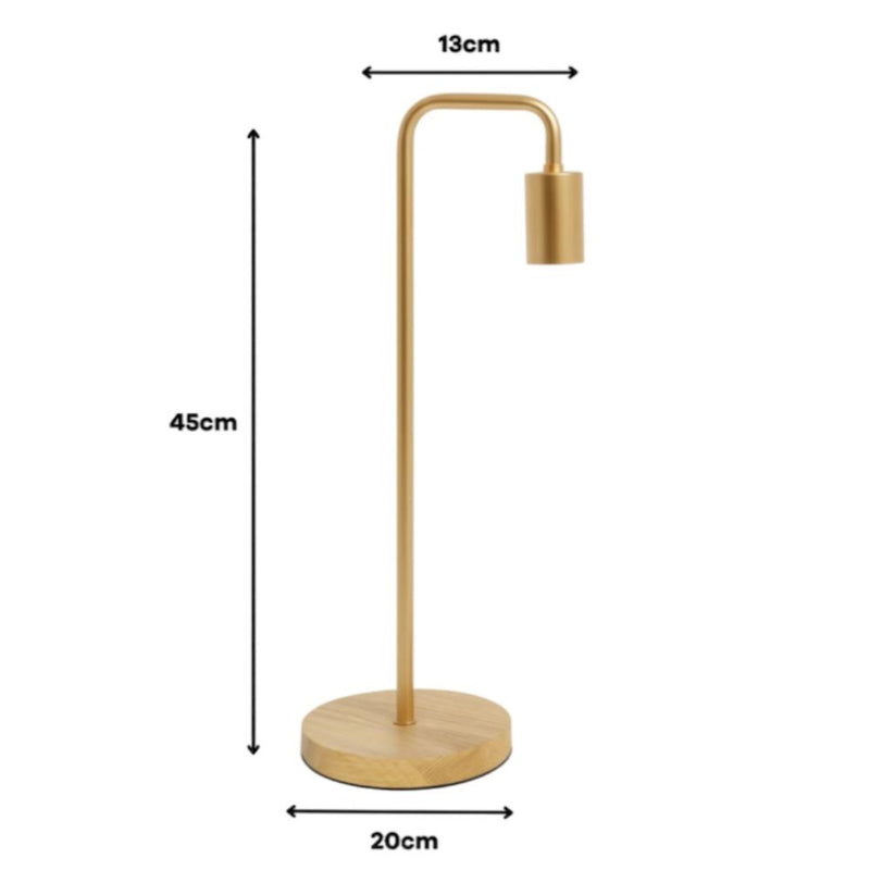 Scandi Gold and Wood Desk Lamp - Set of 2