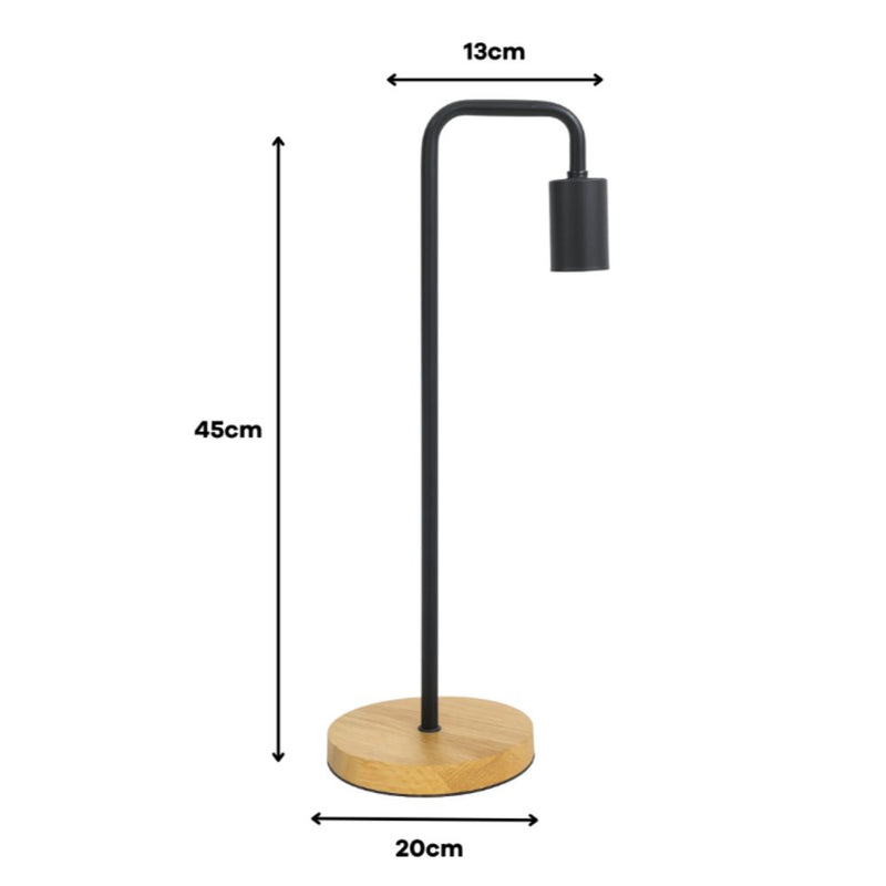 Scandi Black and Wood Desk Lamp - Set of 2