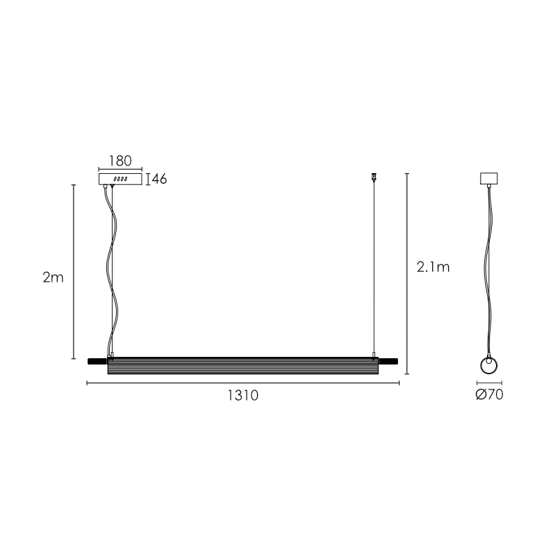 Misaki Black or Gold Linear LED Pendant Light - Lighting.co.za