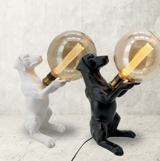 Black or White Dog Table Lamp - Lighting.co.za