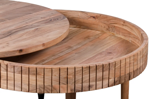 Georgia Swivel Round Acacia Wood Coffee Table - Lighting.co.za