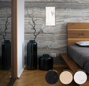 Pandora Black | White | Travertino Marble Wall Light - Lighting.co.za