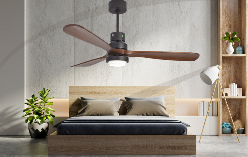Aria LED Black and Dark Wood 3 Blade Ceiling Fan - Lighting.co.za