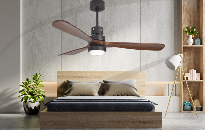 Aria LED Black and Dark Wood 3 Blade Ceiling Fan