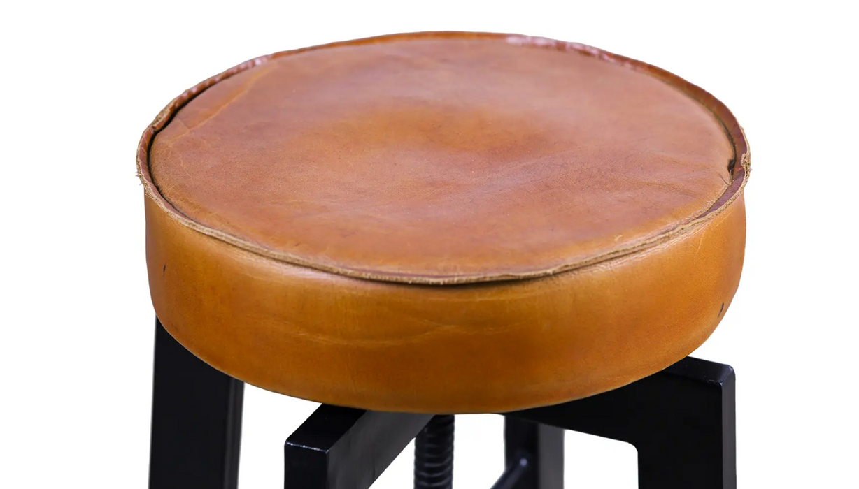 Vintage Vibes Adjustable Height Leather Stool