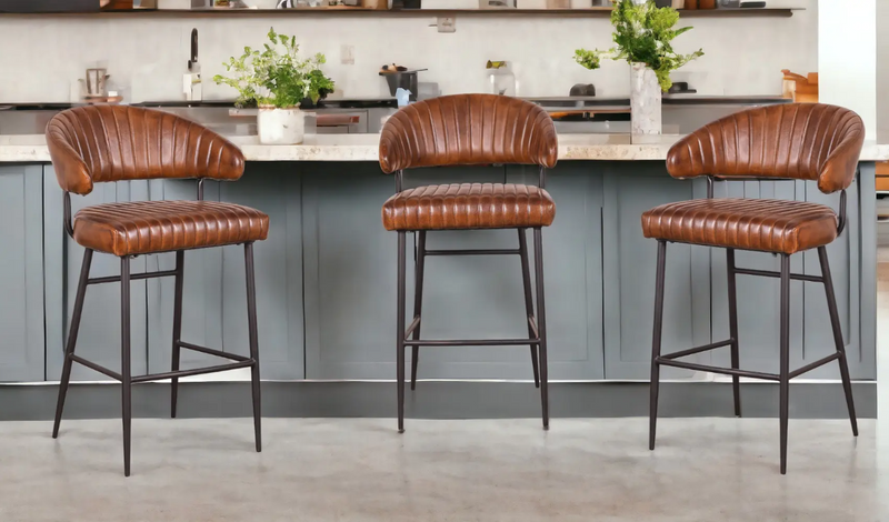 Hogan Luxe Leather Bar Stool - Lighting.co.za