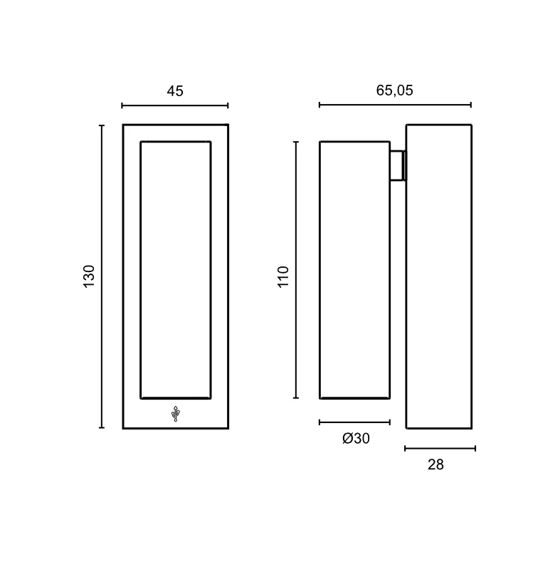 Prince Square Black | White with Gold LED Bedside Reading Wall Light with USB - Lighting.co.za